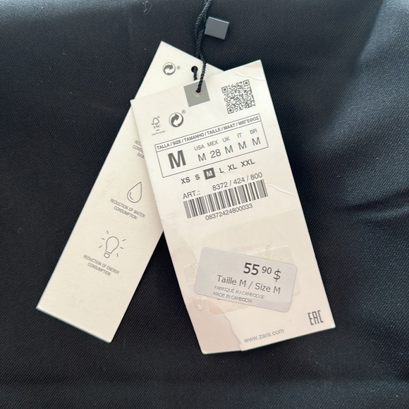 Zara Wide Leg Black Pant 8372/424/800 - Picture 3 of 4